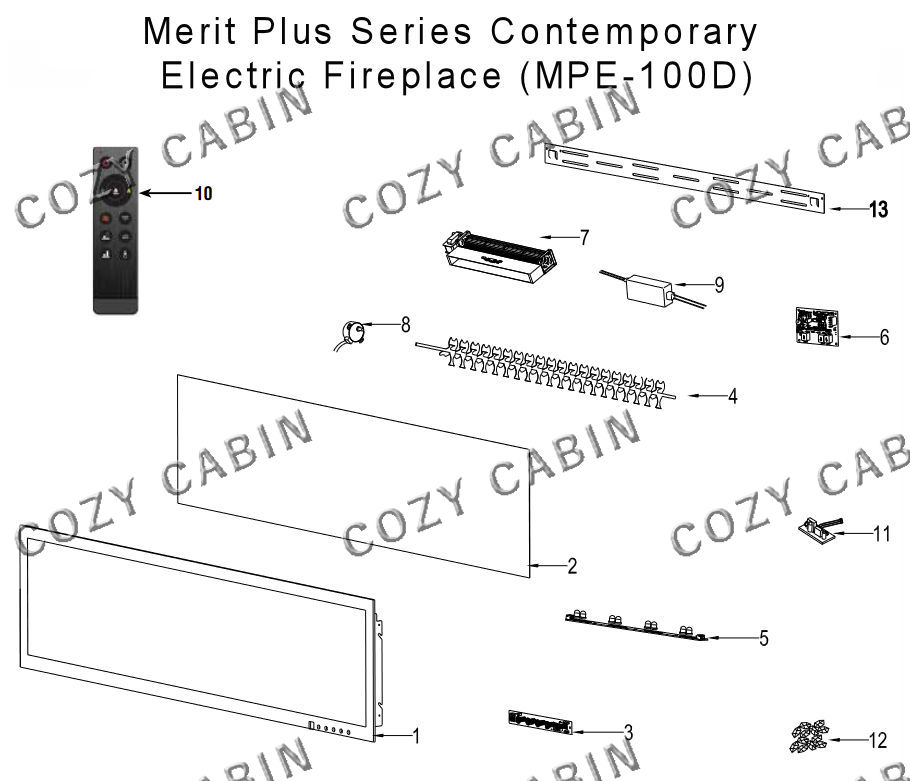 Merit Plus Series Contemporary Electric Fireplace (MPE-100D) #MPE-100D